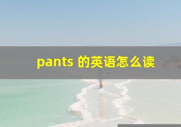 pants 的英语怎么读